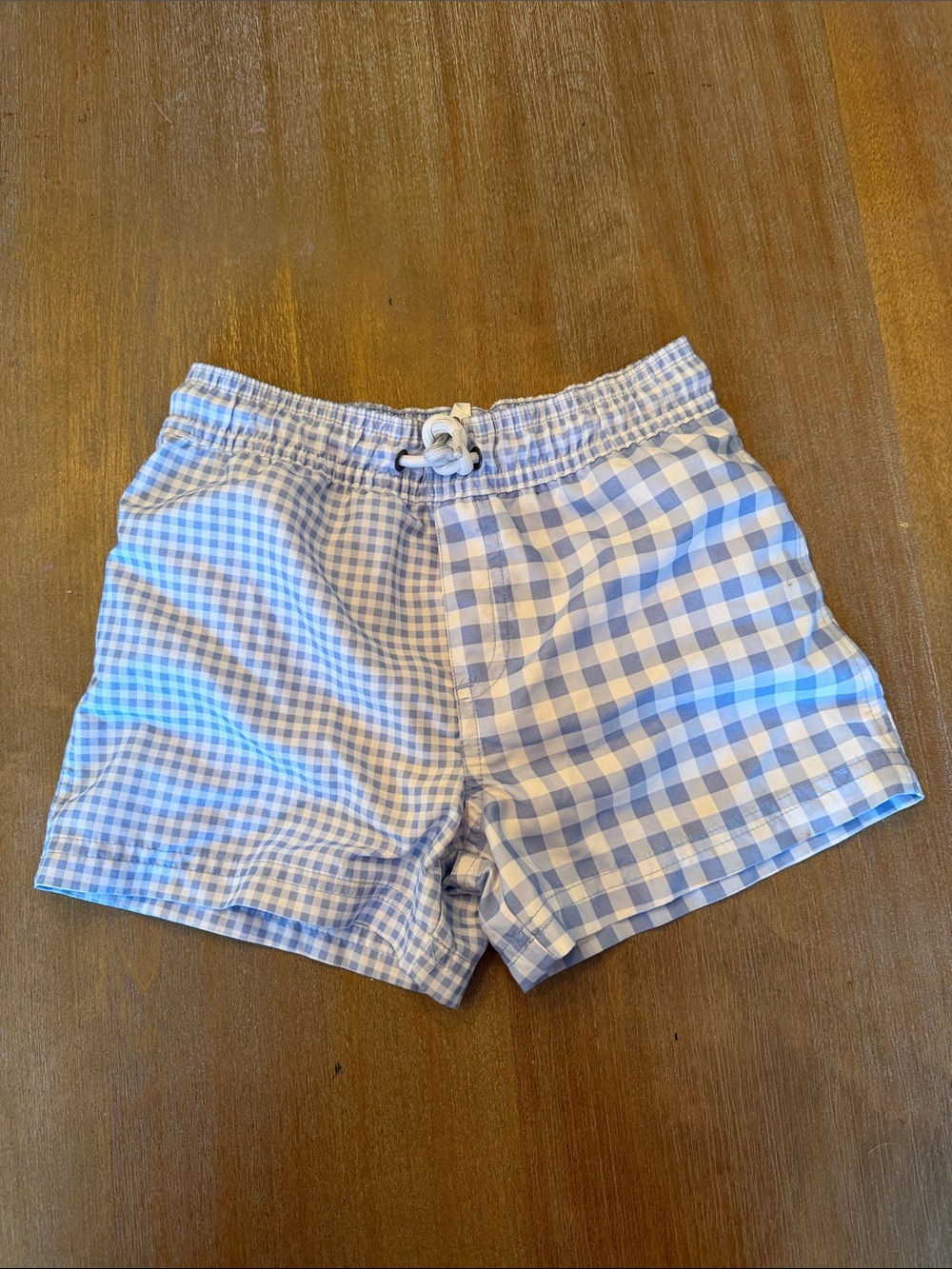 Carter's Blue and White Gingham Elastic-Waist Shorts